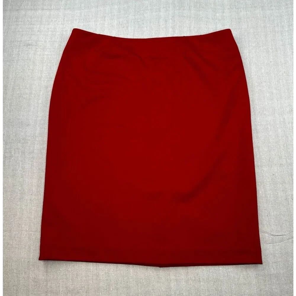 Kasper Red Pencil Lined Skirt Women’s Size 16 Knee Length Career Office Classic
